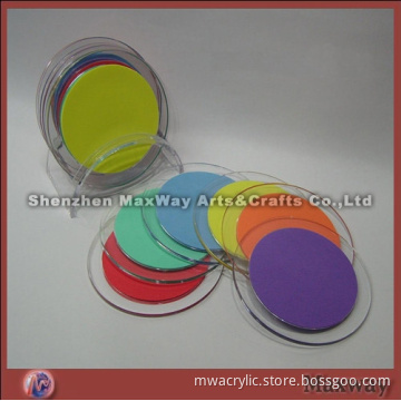 Decent Round Promotional Transparent Acrylic/Lucite Coaster /Tray with Colorful Velvet for Cup